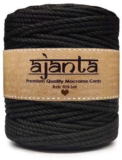 20mtr Black Macrame Cotton Cords, For Binding Pulling, Decoration Use, Technics : Machine Made