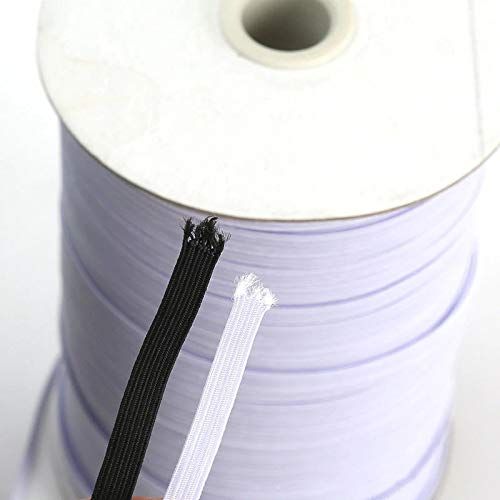 50mtr Black and White Polyester Flat Braided Elastic Cords