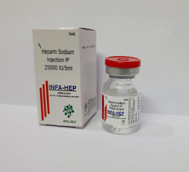 Heparin Sodium 25000IU Injection, Form : Liquid