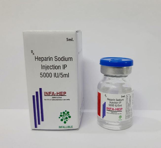 Heparin Sodium 5000IU Injection, Packaging Type : Glass Bottles