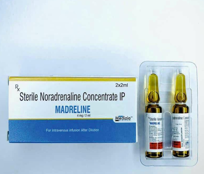 Madreline Sterile Noradrenaline Concentrate IP, Form : Liquid
