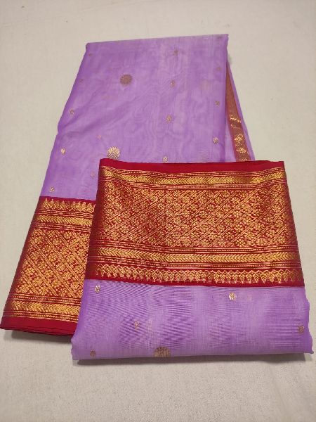 Unstitched Chanderi kataan silk sari, for Dry Cleaning, Width : 6.5 Meter