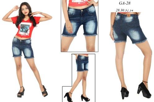 MM-21 Plain Cotton Denim Shorts, Gender : Women