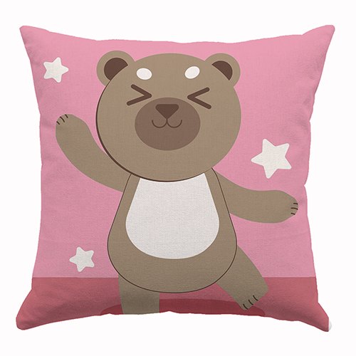 Square Cotton Dancing Teddy Printed Cushion, for Bed, Chairs, Sofa, Size : 40cm X 40cm
