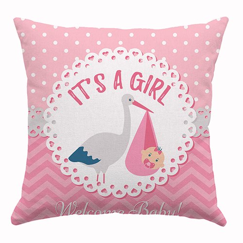 Cotton Kids Pink Printed Cushion, Size : 40x40 CM