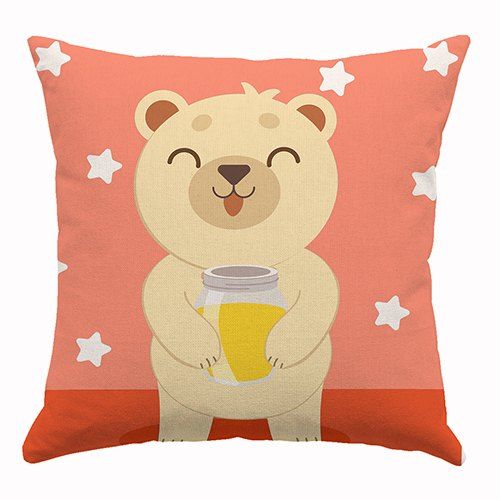 Smiley Teddy Printed Cushion