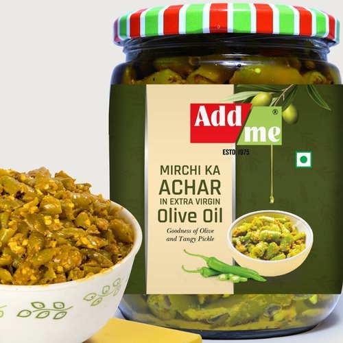 Add Me Green Chilli Pickle, Packaging Type : Glass Jar