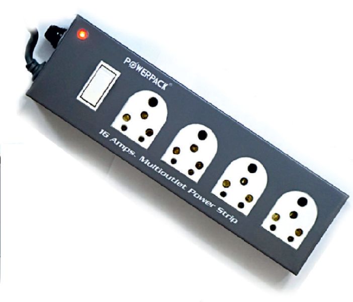 Rectangular Heavy Duty Metal Body 16 AMP-4+1 Power Strips, for Extension, Feature : Superior Quality