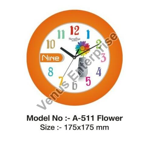 A-511 Flower Design Wall Clock, Packaging Type : Plastic Box