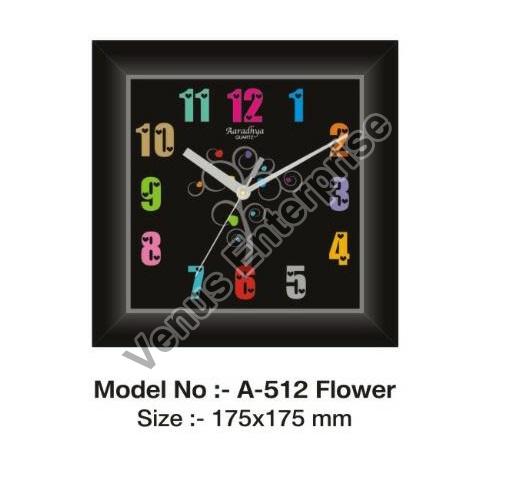 A-512 Flower Design Wall Clock, Packaging Type : Plastic Box