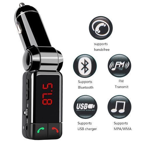 USB Bluetooth Car Charger, Color : Black