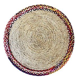 Round MO-BM-20-1547 Jute Braided Rugs, for Home, Office, Hotel, Pattern : Plain