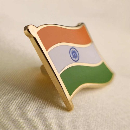Paint Coated Brass Printed Flag Lapel Pin, Color : Golden, Deep Saffron, White, Green