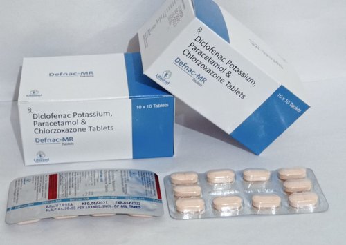 Diclofenac Potassium Paracetamol and Chlorzoxazone Tablets, Packaging Type : Blister