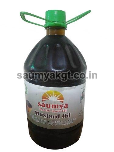 Saumya Kachchi Ghani 5 Ltr Mustard Oil, Packaging Type : Plastic Bottle