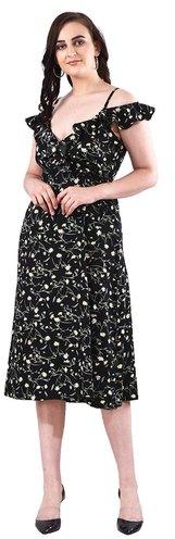 Printed Crepe Midi Dress, Size : Medium, Large, X Large, XX Large