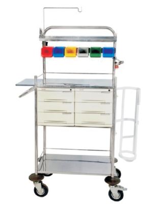 Rectangular Aluminium Polished Crash Cart Trolley, for Hospitals, Certification : ISI Certified