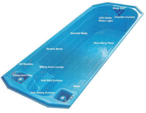 FRP Prefabricated Swimming Pool, Color : Sky Blue