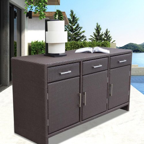 Pool Side Wicker Drawer Counter, Color : Grey