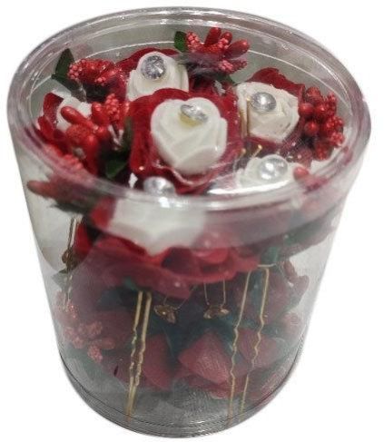 Fabric Metal Rose Flower Juda Pin, Color Red White at Rs 90 / Dozen