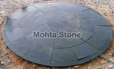 Black Lime with Border Circle Stone