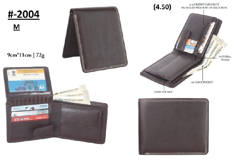 Mens Genuine Leather Wallet, for Personal Use, Pattern : Plain