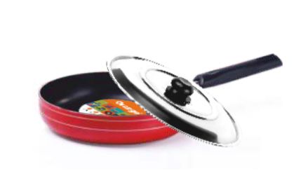 Orange Plain Non Stick Fry Pan, Feature : With SS Lid