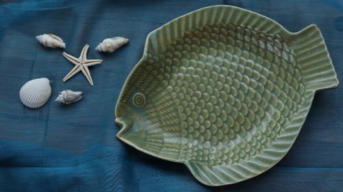 Ceramic Fish Platter, Dimension : 27cmx 22cm (Large)
