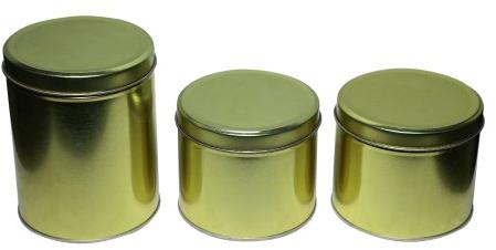 Round Ink Tin Container, Color : Golden