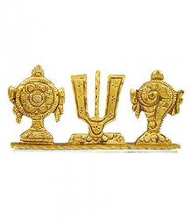 Brass Shankh Chakra Namah Statue, Packaging Type : Thermocol Box
