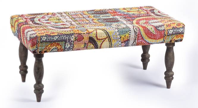 Solid Wood Multicolour Patch Kantha Bench