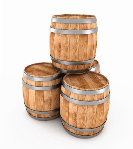 Round Storage Wooden Barrel, Color : Brown