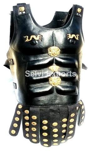 Leather Muscle Body Armor, Color : Black