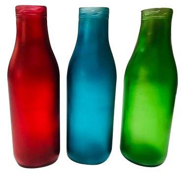 Glass Milk Bottle, Color : Red, Blue, Green