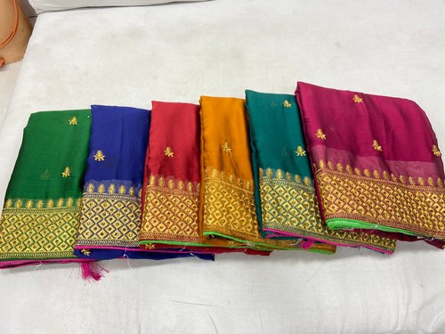 Embroidered silk saree, Occasion : Festive Wear