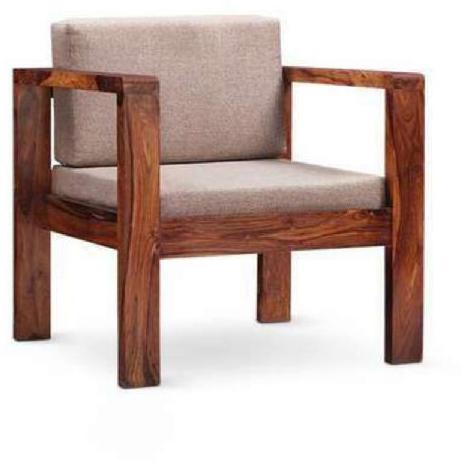 Kurtana Wood Cushion Sofa Chair, Color : Brown, Cream