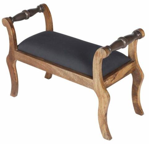 Soni Art Odon Wooden Cushion Bench, Color : Blue, Natural Mango