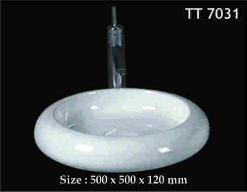 TITO Plain Ceramic Counter Wash Basin, Shape : Round, Rectangular, Square