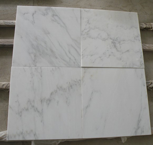 Polished Marble White Tiles, for Flooring, Size : Standard