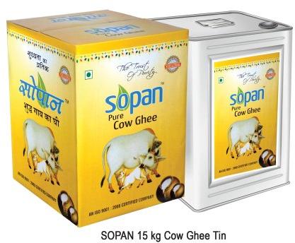 Sopan Cow Ghee (15 Ltr Tin), Color : Yellow