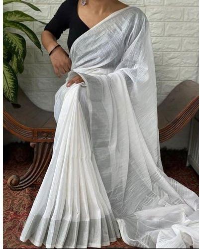 Plain Cotton Sarees, for Easy Wash, Dry Cleaning, Anti-Wrinkle, Shrink-Resistant, Packaging Size : 2 Pieces