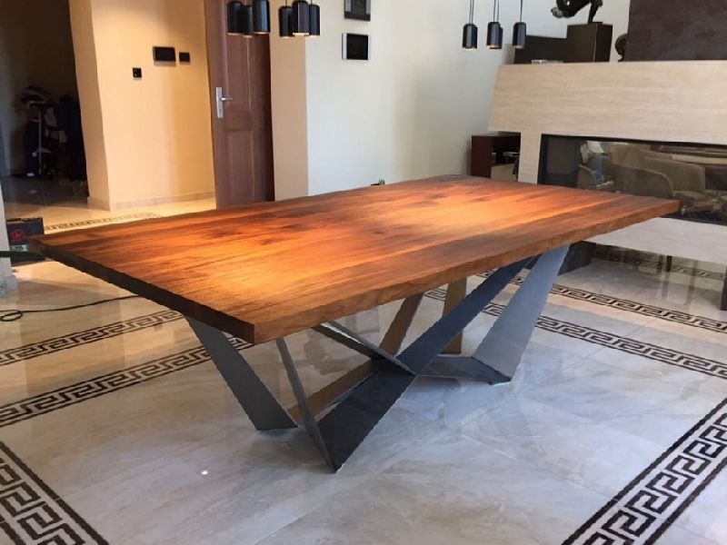 Wood Rectangular Dining Table, for Cafe, Hotel, Restaurant, Feature : Stocked, Stylish Look