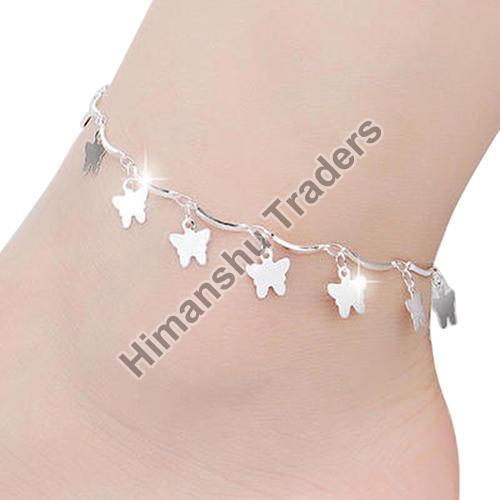 Butterfly Silver Anklets, Packaging Type : Plastic Packet