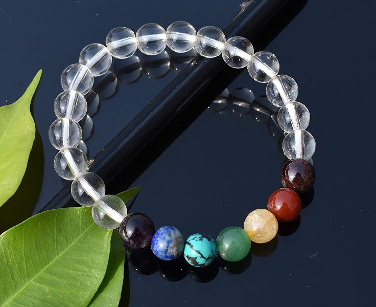 Natural Stone Polished seven chakra bracelet, Occasion : Daily Wear