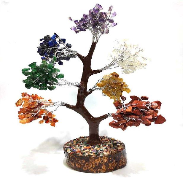 Gemstone beads Seven chakra Tree, for Decoration, Gifting, Feature : Light Weight
