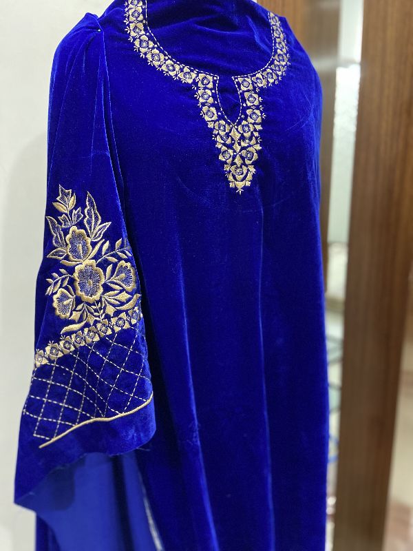 Pure Velvet Embroidery Suit, Stitch Type : Stitched