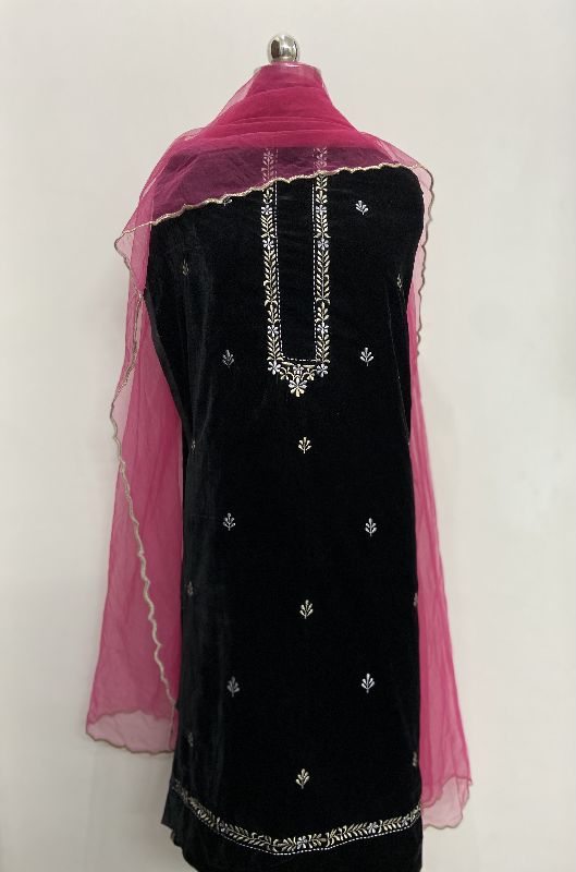 Velvet Suit with Organza Dupatta