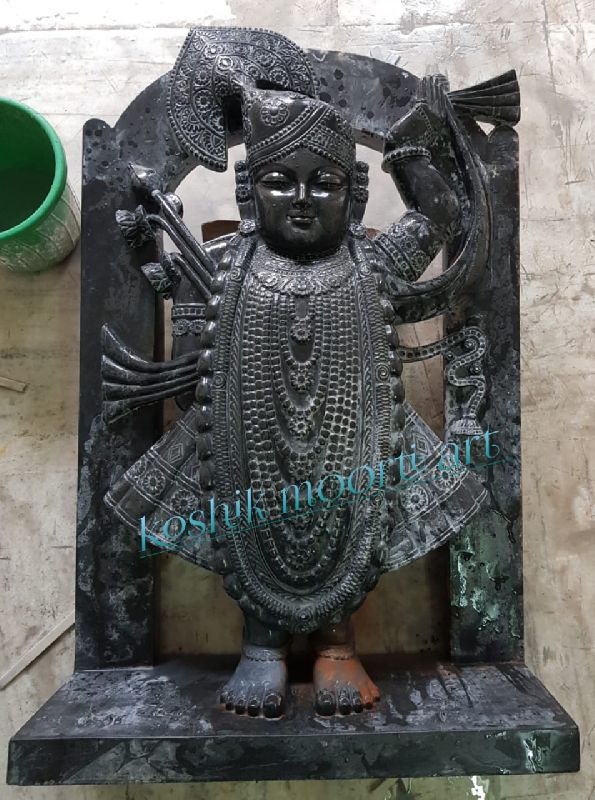 Shrinath ji In black marble, for Temple Home, Size : 12 /8