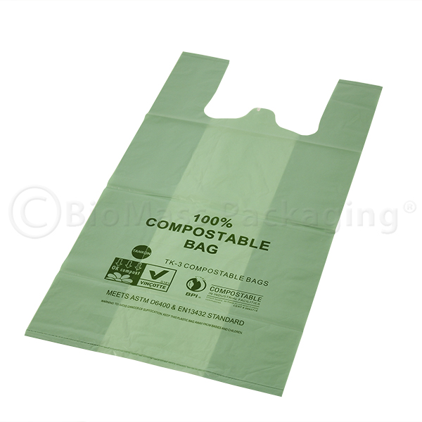 PLA+Filler Plain compostable carry bags, Color : White