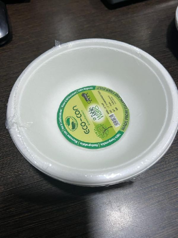 Round 350 Ml Sugarcane Bagasse Bowl, For Hotel, Restaurant, Home, Color : Off White